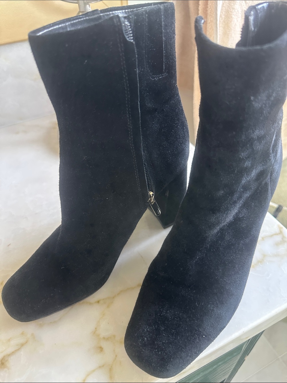 Sam Edelman Black Suede Block Heel Ankle Boots